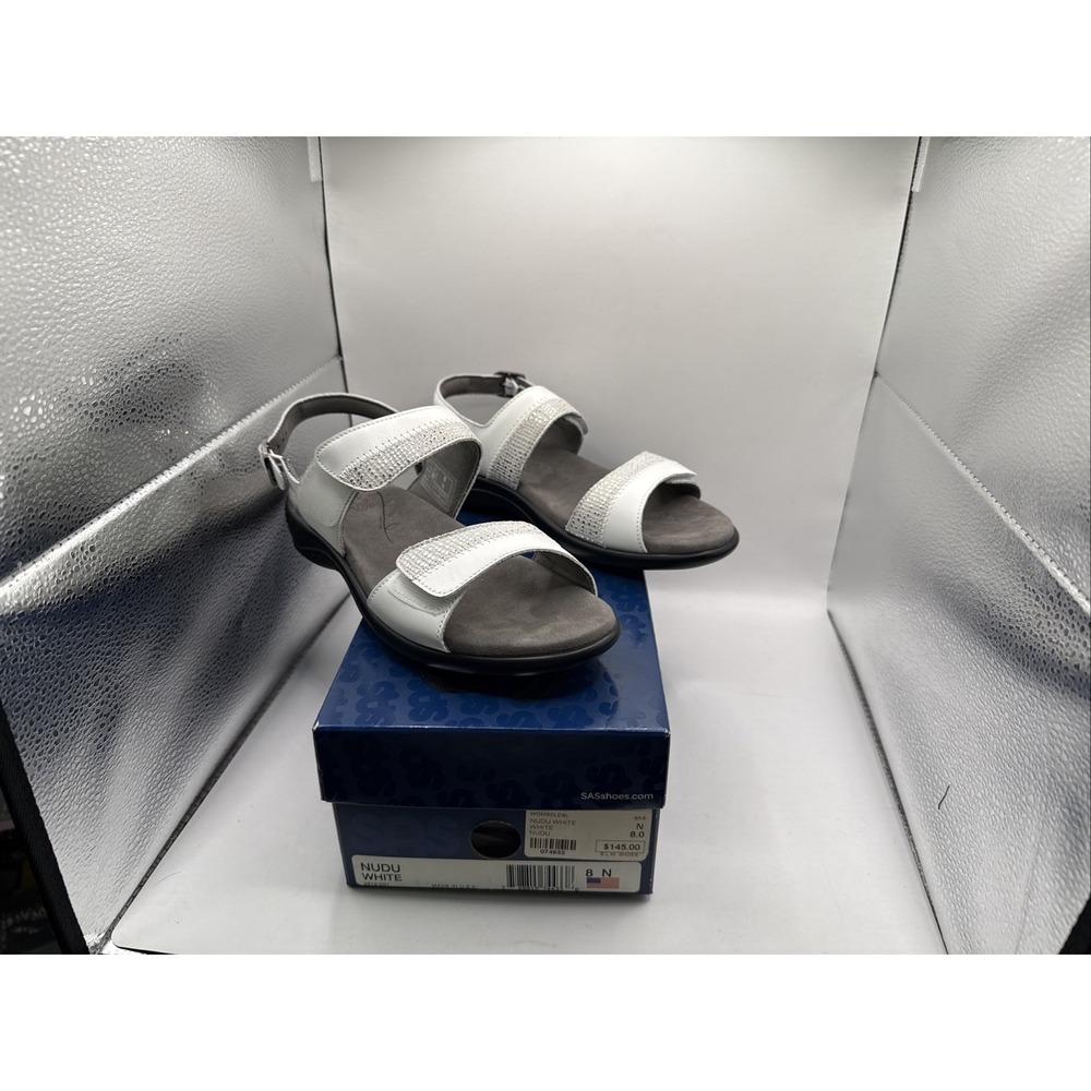 SAS Nudu Sandal White Women's Size 8.0 N Slingback Adjustable $145 NEW